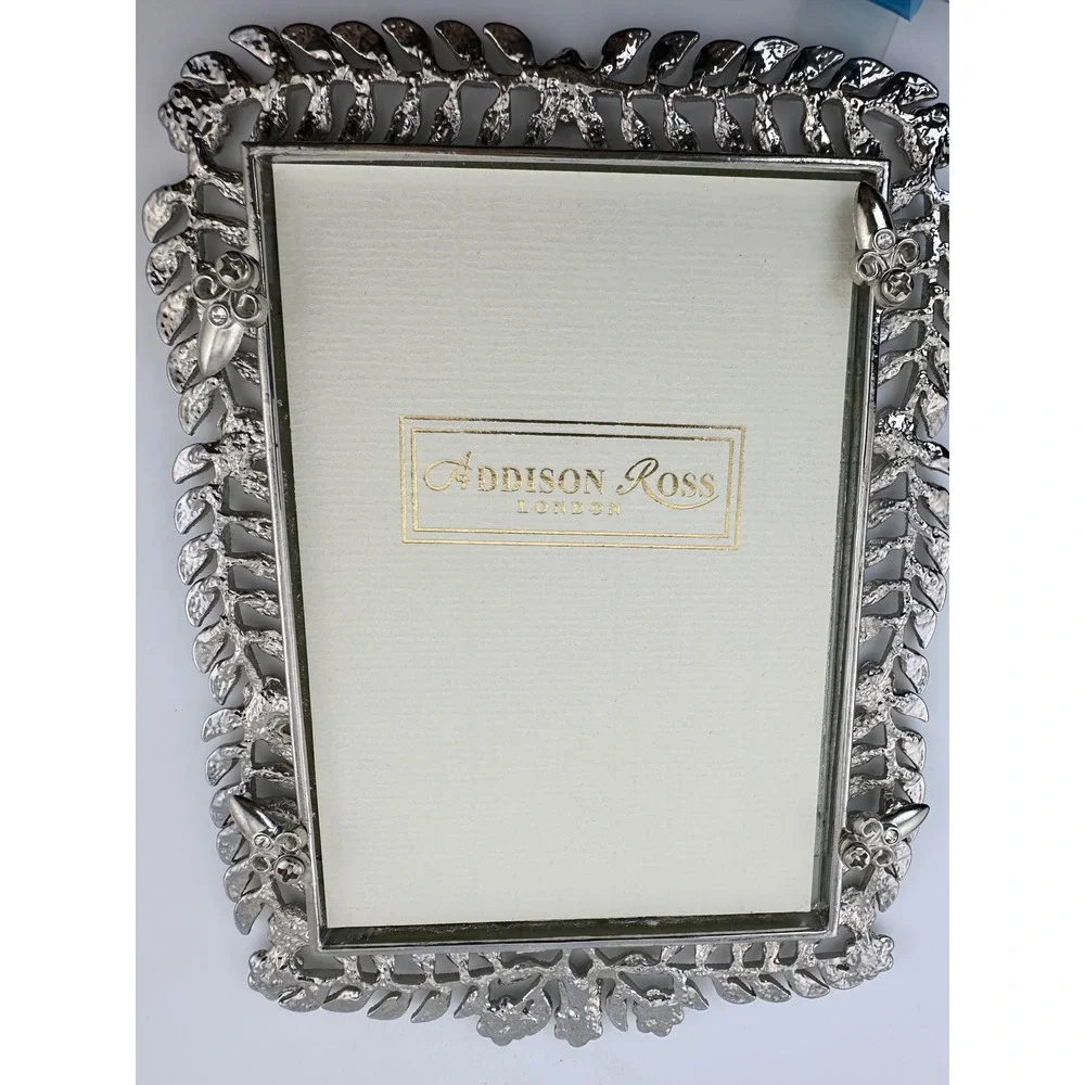Addison Ross London Silver Crystal Enamel Leaf Ornate Photo Frame 4x6 Vintage